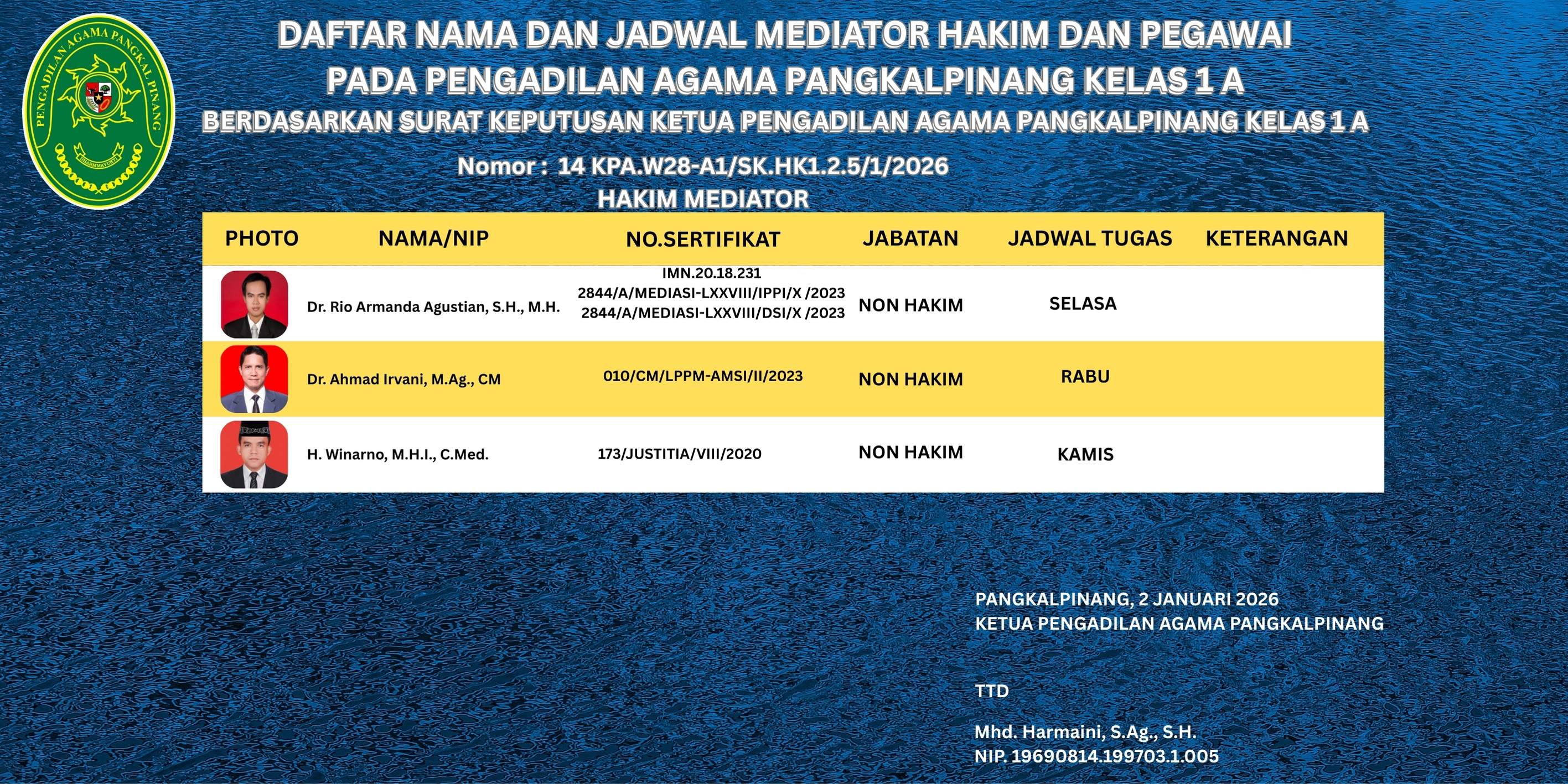 NON HAKIM MEDIATOR 2026